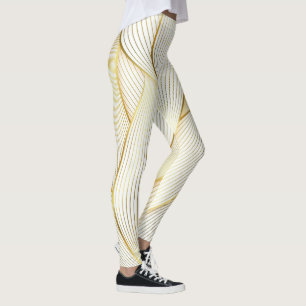 Leggings Elégante collection Floral Or Blanc