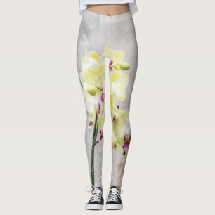 Leggings Elégante Crème Romantique & Orchidées Lilac
