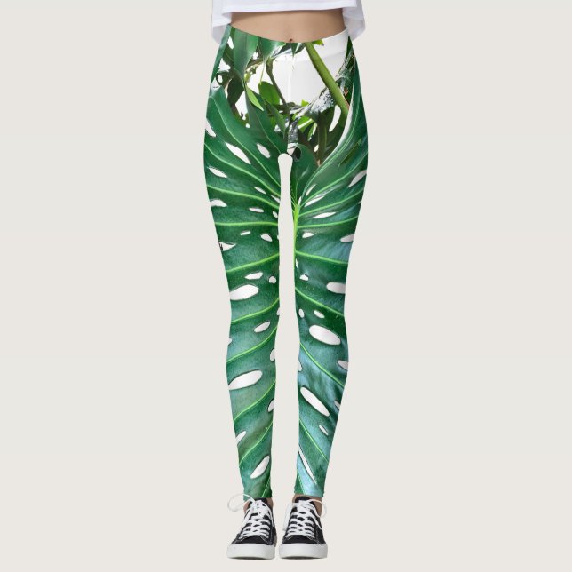 Leggings Elégante feuille de palmier tropicale jungle tropi (Devant)