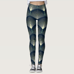Leggings Elégante Géométrie : Bleu Art Déco.