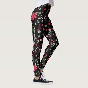 Leggings Elegante Green Feuilles Or Et Red Holly Berries