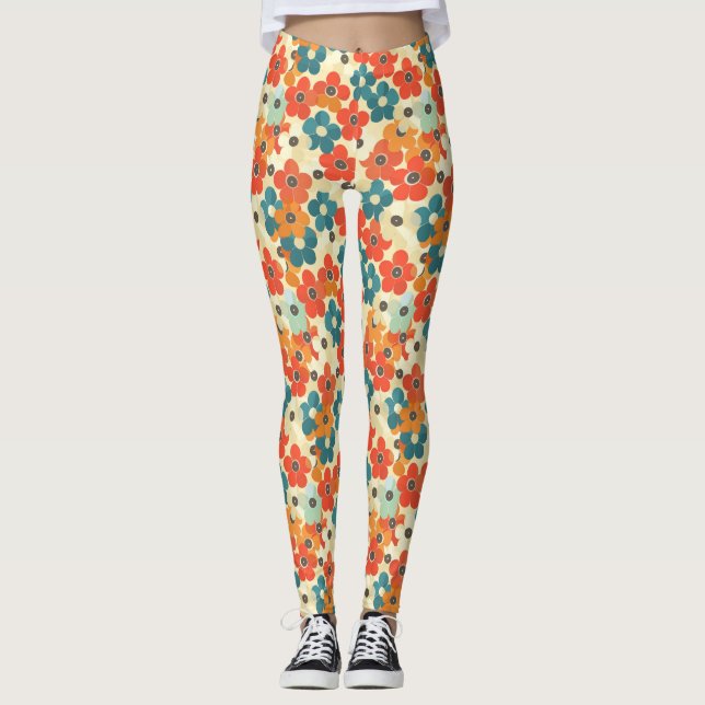 Leggings Élégante jambe de fleurs (Devant)