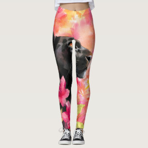 Leggings Élégante panthère noire florale sauvage florissant