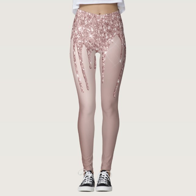 Leggings Elégante parties scintillant en or rose en cuivre  (Devant)