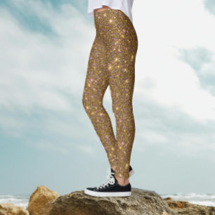 Leggings Élégante Parties scintillant Glam Gold Shiny Spark