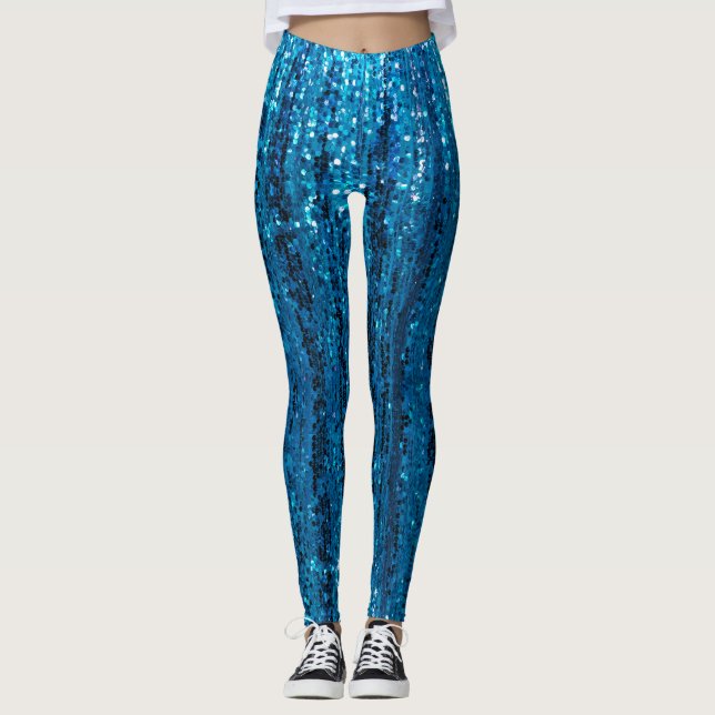 Leggings Elégante Parties scintillant moderne chic bleu Spa (Devant)