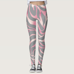 Leggings Elégante Parties scintillant Rose or Zebra Grey Po
