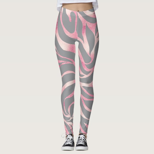 Leggings Elégante Parties scintillant Rose or Zebra Grey Po (Devant)