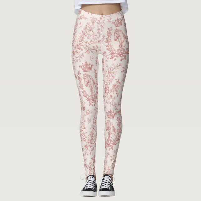 Leggings Elégante toile Vintage rose beige équestre (Devant)