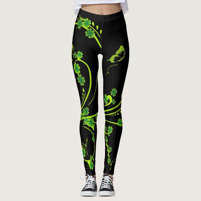 Leggings Élégante vignes Shamrocks et légumineuses (Devant)