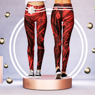 Leggings Élégante Violet Rouge Blanc Burgandy Floral Femme