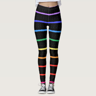 Leggings Elégantes couleurs noir et arc-en-ciel