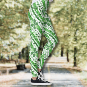 Leggings Élégantes rayures vertes et blanches Shamrock Pail