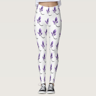 Leggings élégants à motif botanique violet