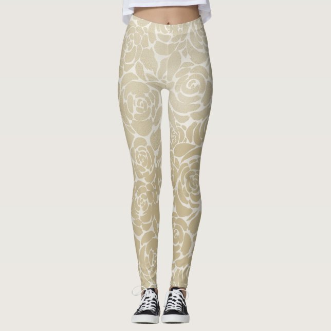 Leggings élégants Roses d'or (Devant)