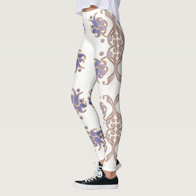 Leggings élément d'or de damassé florale (Gauche)