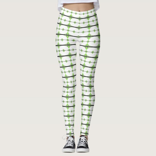 Leggings Éléments Art déco en vert citron pastel (Devant)