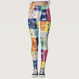 Leggings Éléments De Teinture Avec Formes Géométriques Simp