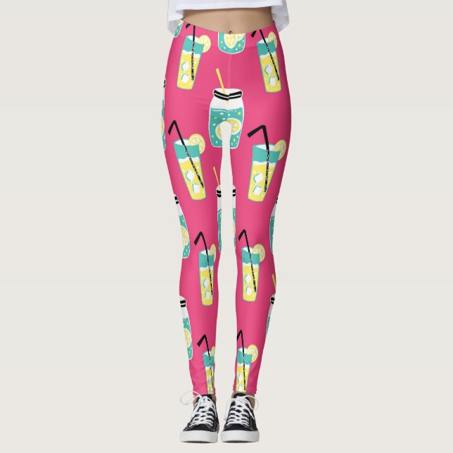 Leggings Eléments d'été écotiques, backgro sans soudure vin (Devant)
