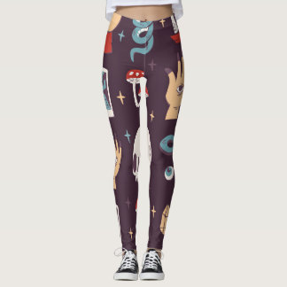 Leggings Éléments magiques : crâne, tarot sans soudure