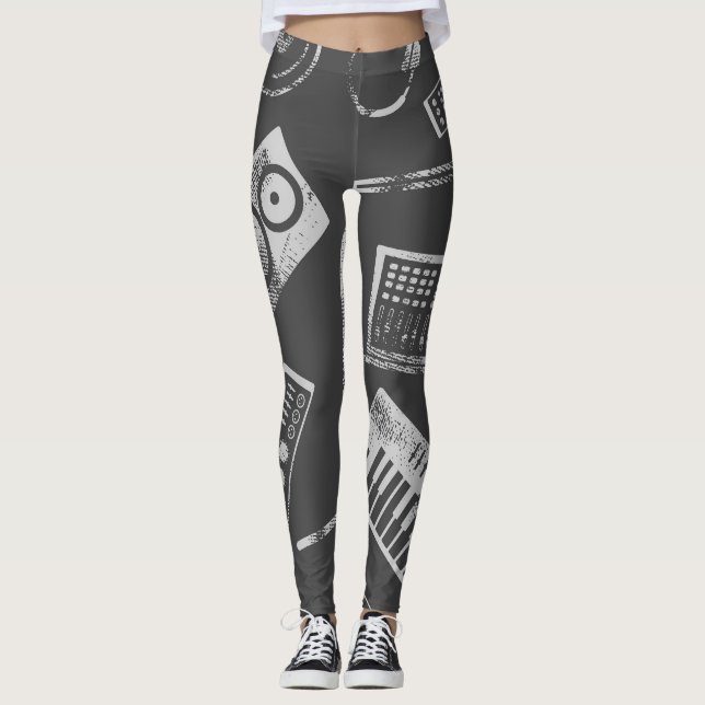 Leggings Éléments musicaux : vintage arrière - plan sans so (Devant)