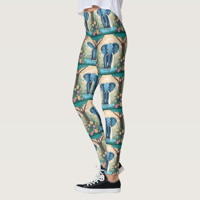 Leggings Eléphant Bébé Bleu Whimsical, (Gauche)