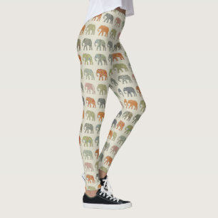 Leggings Éléphant Motif Animal Coloré Contemporain