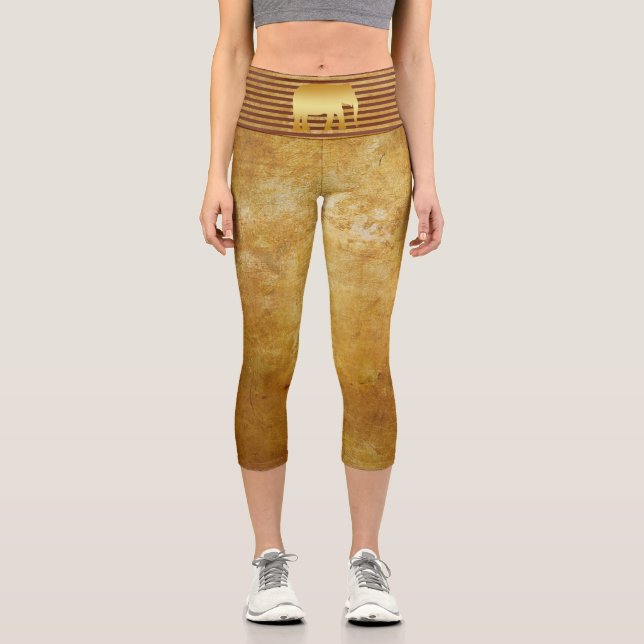 Leggings Elephant Retro Gold Capri (Recto)