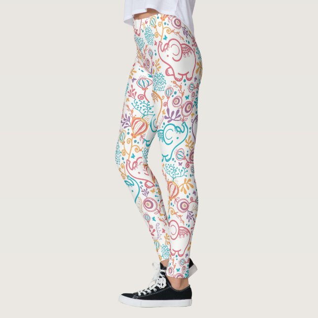 Leggings Eléphants Et Fleurs Bébés (Gauche)
