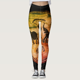 Leggings Eléphants et Zèbre en pleine nature
