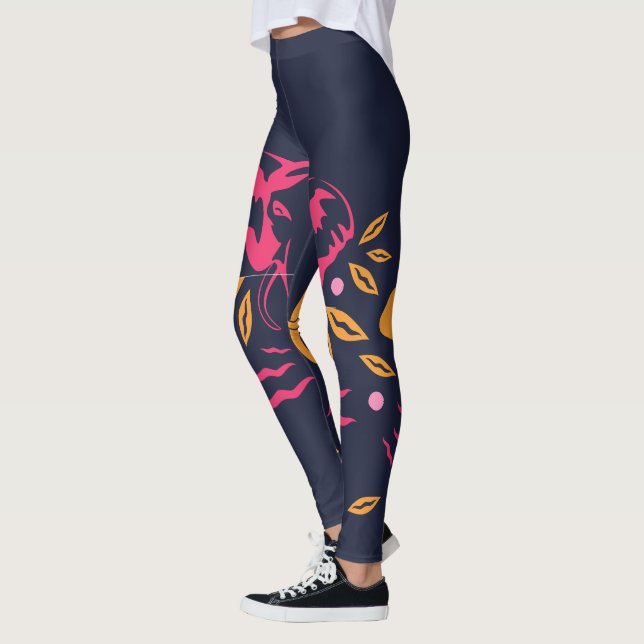 Leggings Éléphants sur Bleu (Gauche)