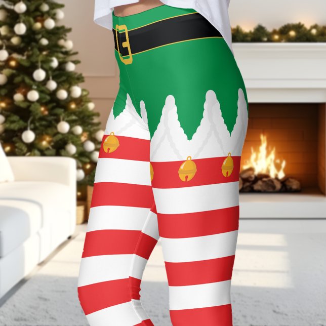 Leggings Elfe de Noël Rayure Verte et Rouge de Fêtes (Créateur téléchargé)