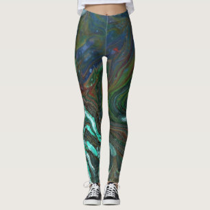 Leggings Emballage jusqu'à 3 pattes Abstraites marbrées ver