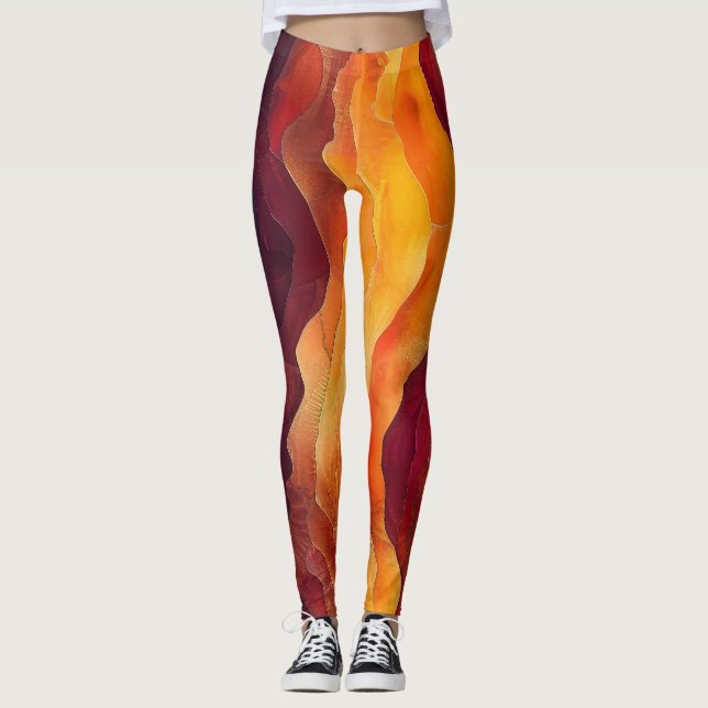 Leggings Ember Strata – Couches Abstraites de Terre et de F (Devant)