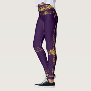 Leggings Emblème Deep Purple de lion de chaîne d'or