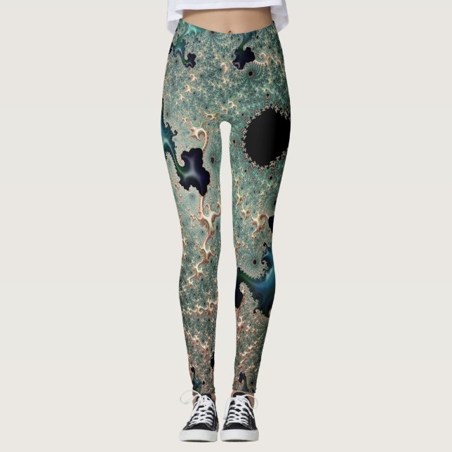 Leggings Emerald et Gold Mandelbrot (Devant)