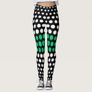 Leggings Emerald et White Polka Motif