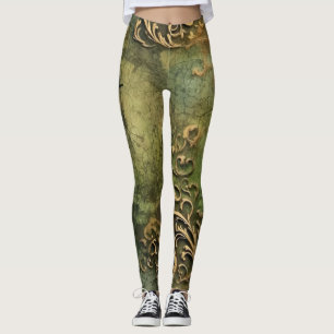 Leggings Émeraude Green Rustic Steampunk Horloge (11)