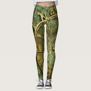 Leggings Émeraude Green Rustic Steampunk Horloge (12)