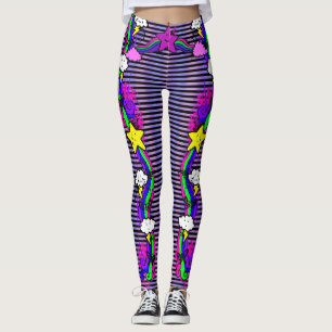 Leggings Emo Rainbow Pleurage nuage rayé