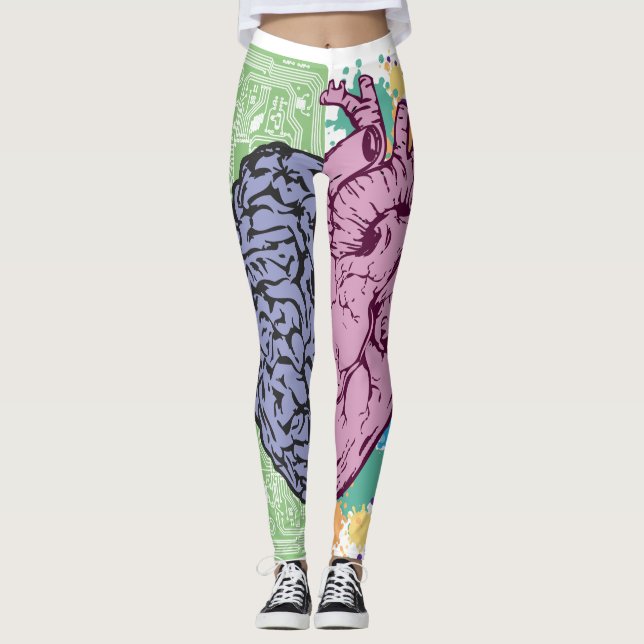 Leggings Émotion de balance du coeur cérébral (Devant)