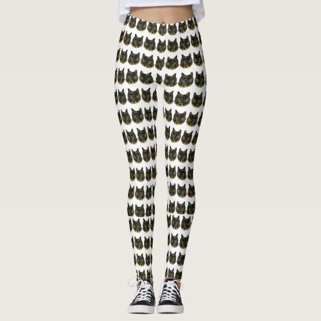 Leggings Empreinte de chats noirs victoriens (Devant)