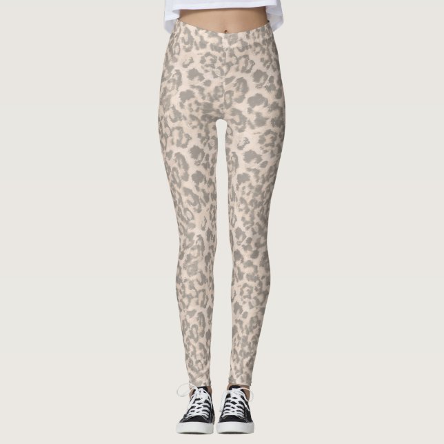 Leggings Empreinte de léopard beige. (Devant)