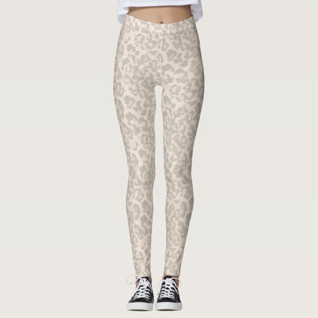 Leggings Empreinte de léopard beige. (Devant)