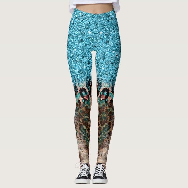 Leggings Empreinte de léopard de Parties scintillant bleu t (Devant)