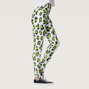 Leggings empreinte de léopard de style néon vert des années