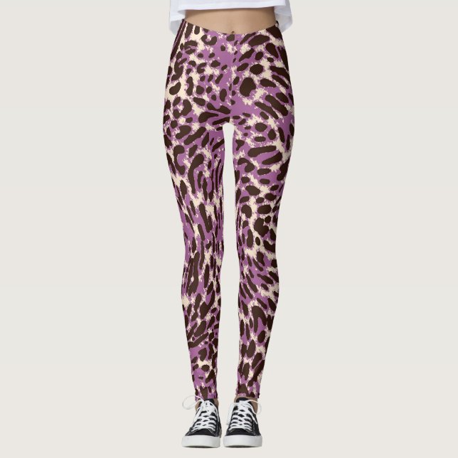 Leggings Empreinte de léopard, Motif animal classique. (Devant)