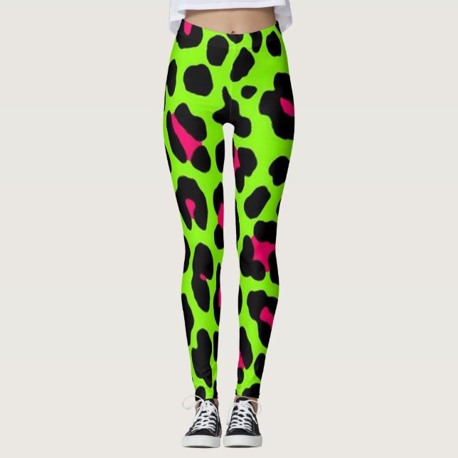 Leggings Empreinte de léopard Neon Green (Devant)