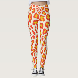 Leggings Empreinte de léopard orange