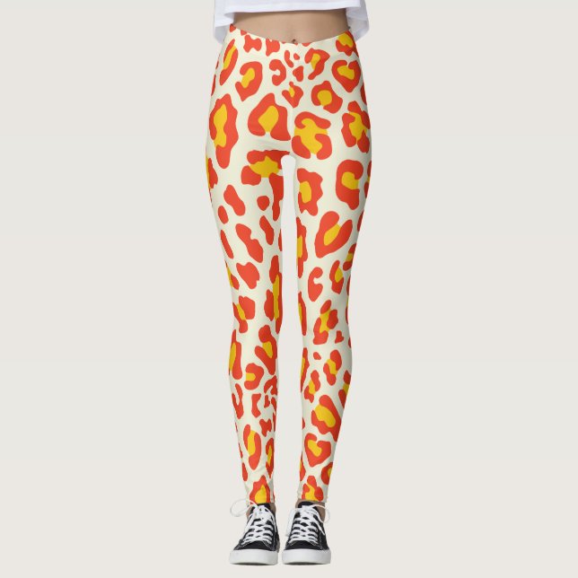 Leggings Empreinte de léopard orange (Devant)